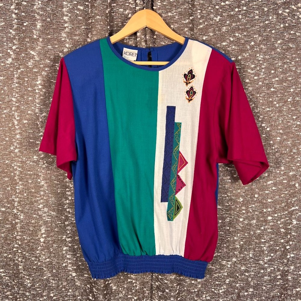 Koret 80's 90's Style Color Block‎ Women's Top
